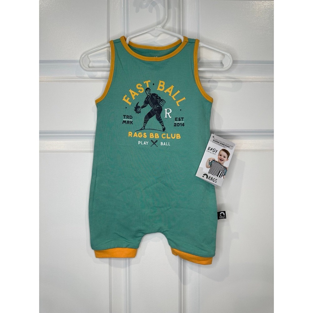 Rags Baseball Tank Romper Size 6-12 Months NWT